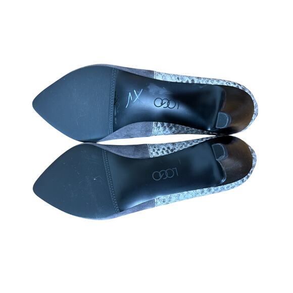 Revolve x LOGO 10 Vintage y2k Suede and Snakeskin Leather Pumps Cone Heel Gray - Picture 6 of 6